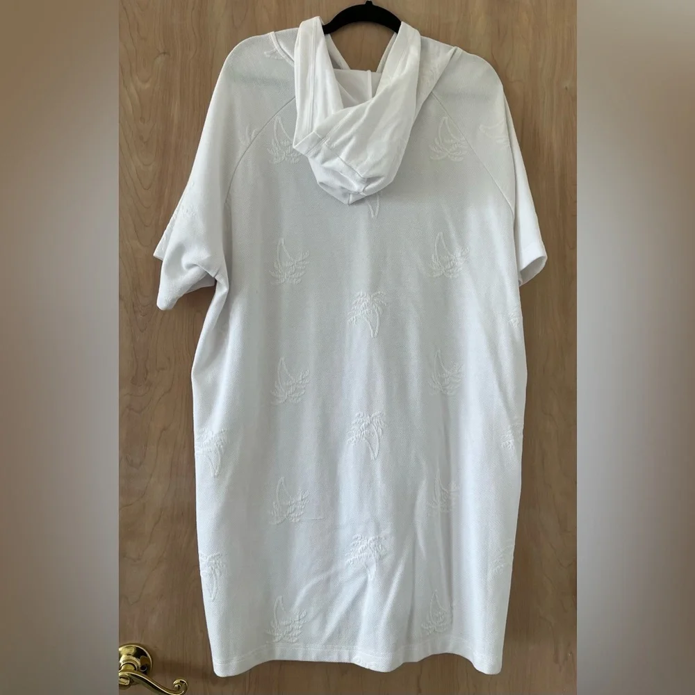 SUN CASUALS White Short Sleeve Zipper Up Cover Up with Hood Size 3X - Picture 2 of 6
